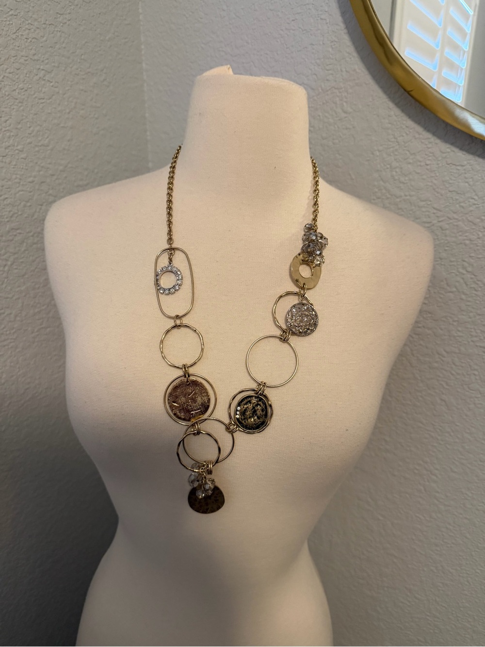 Gold-Tone Mixed Circle & Coin Pendant Necklace